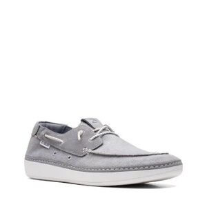 Clarks Higley Tie‎ shoes loafers casual gray canvas men’s size 7 boat shoes